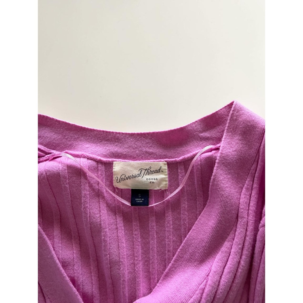 Universal Thread Pink Ribbed Cardigan Sweater‎ Size Small Cropped Button Front - Picture 3 of 4
